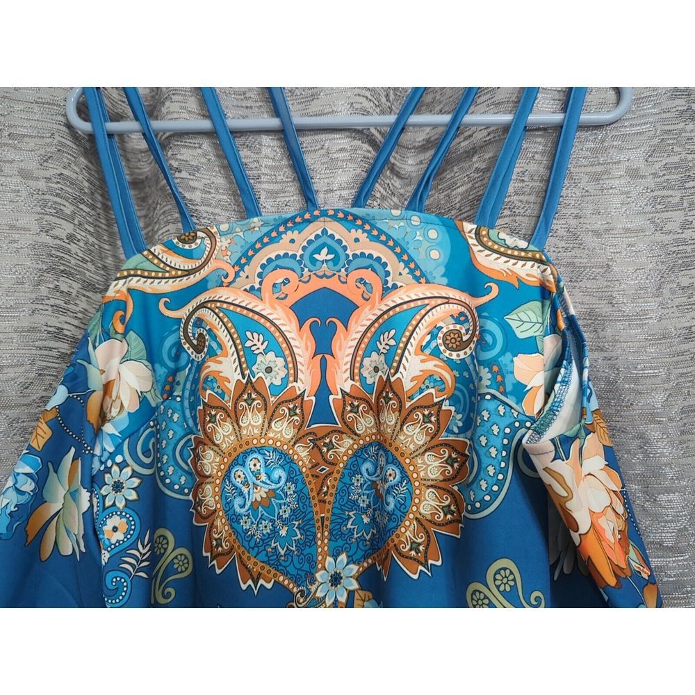 Women's Blue Floral‎ Off Shoulder Blouse Size Large - Picture 3 of 8